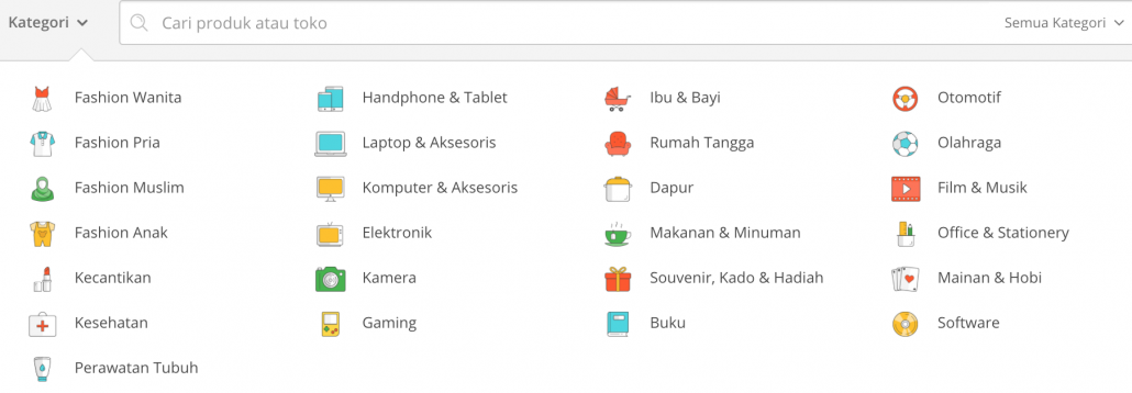 Kategori Produk di Tokopedia